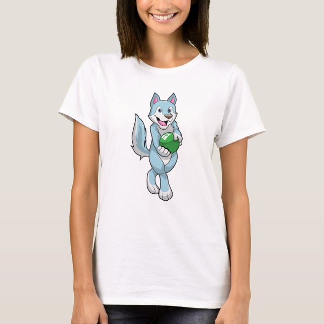 Wolf at Bowling with Bowling ball T-Shirt (Front)