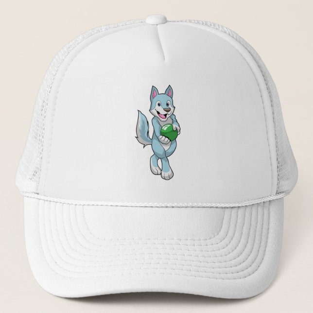 Wolf at Bowling with Bowling ball Trucker Hat (Front)