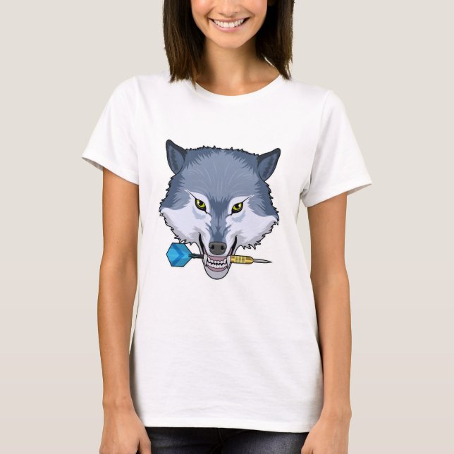 Wolf at Darts with Dart T-Shirt (Front)