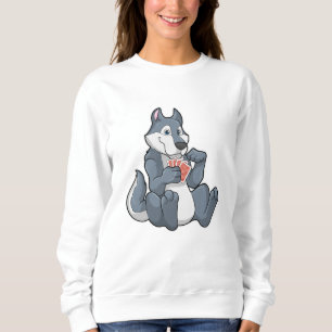 Wolf at Poker with Poker cards Sweatshirt