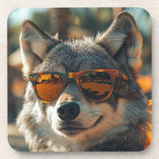 Wolf at the beach coaster