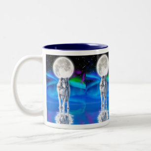 Wolf, Aurora & Moon Wildlife Fantasy Drinking Mug
