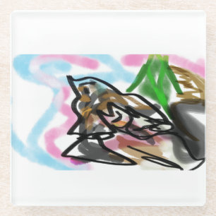 Wolf autumn joy glass coaster