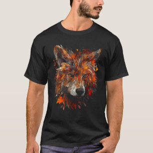 Wolf Autumn Leaves - Animal Art Motif Wolf T-Shirt