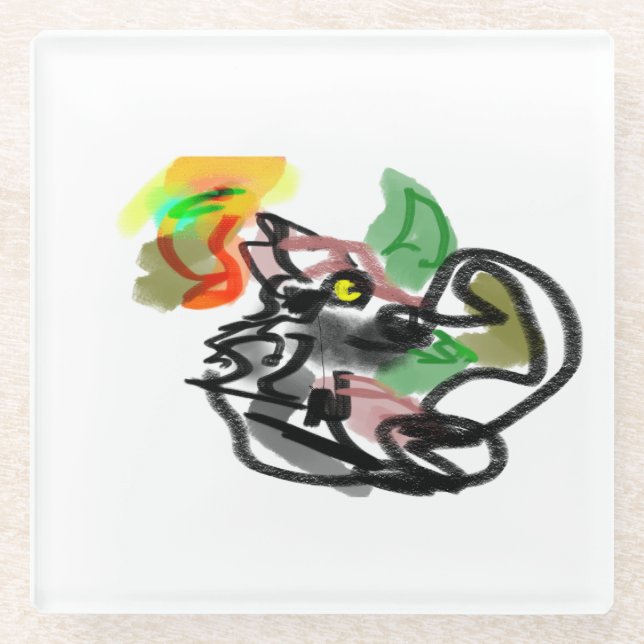 Wolf autumn runner  glass coaster (Front)