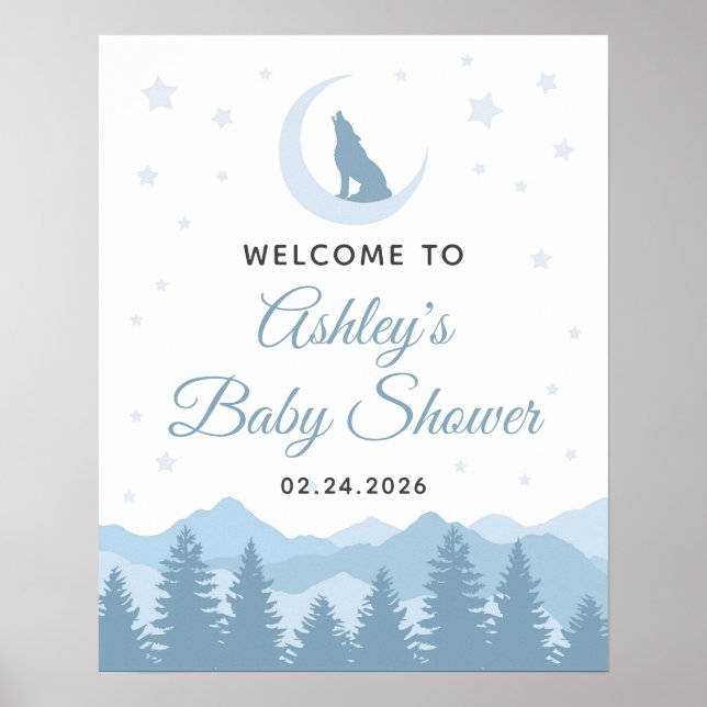 Wolf Baby Shower Welcome Sign (Front)