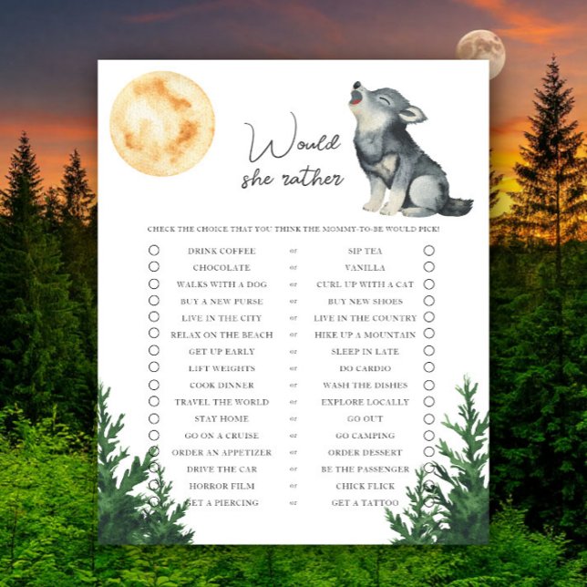 Wolf Baby shower Would she rather (Creator Uploaded)