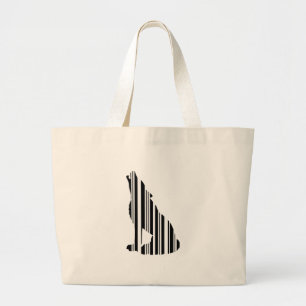 WOLF BAR CODE Howl Barcode Pattern Design Large Tote Bag