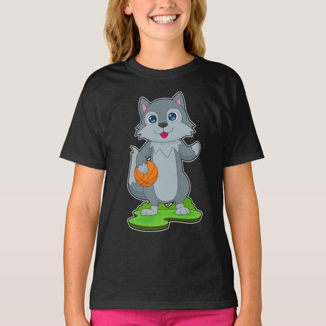 Wolf Basketball player Basketball T-Shirt (Front)