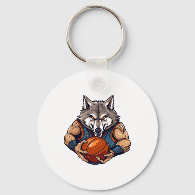 Wolf Basketball Player  Keychain (Front)