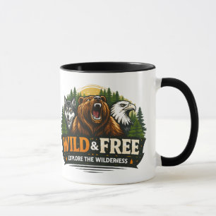 Wolf Bear Eagle Wilderness Adventure Graphic Tee Mug
