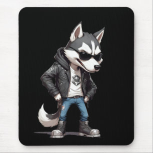 Wolf Biker Rebel Leather Jacket Cool Style Urban Mouse Pad