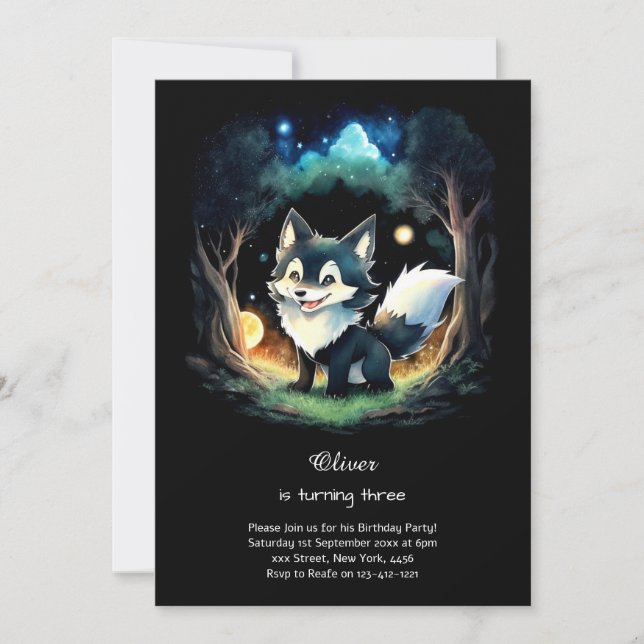 Wolf Birthday Invitation (Front)