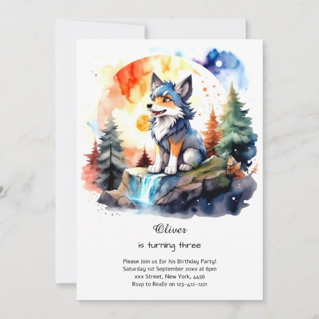 Wolf Birthday Invitation (Front)