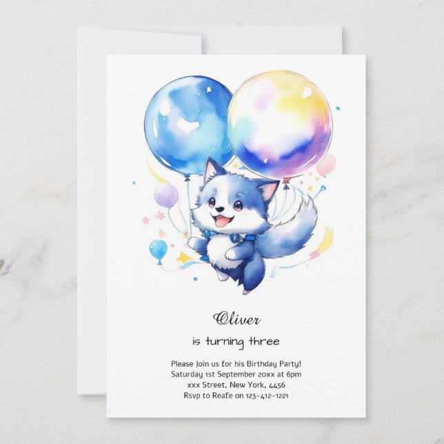 Wolf Birthday Invitation (Front)