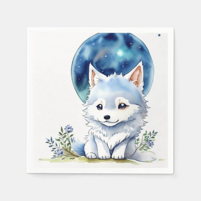 Wolf Birthday Invitation Napkin (Front)
