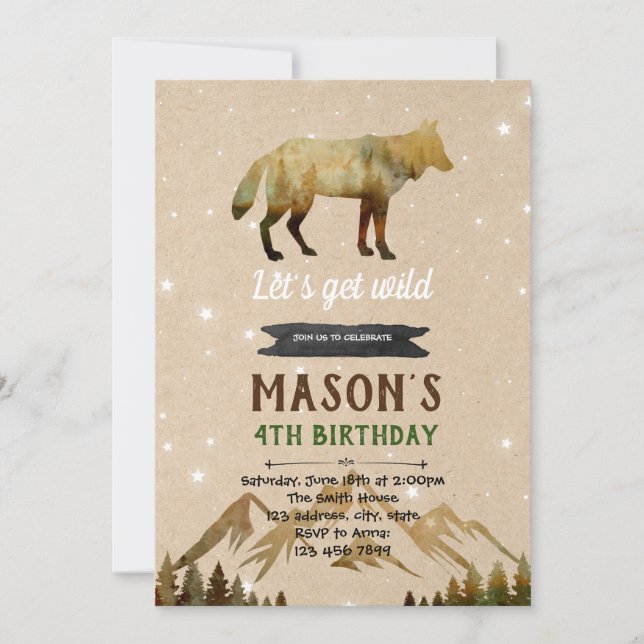 wolf birthday party invitation (Front)