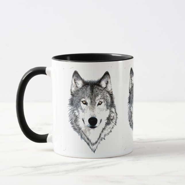 Wolf Black/White Coffee Mug (Left)