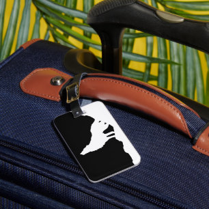 Wolf Black & White Pop Art  Luggage Tag