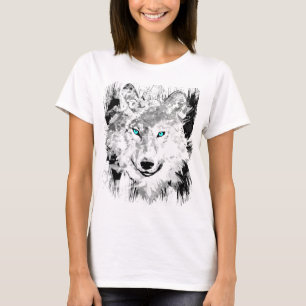 Wolf Black & White Wolf Drawing Siberian Wolf T-Shirt