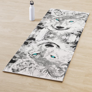 Wolf Black & White Wolf Drawing Siberian Wolf Yoga Mat