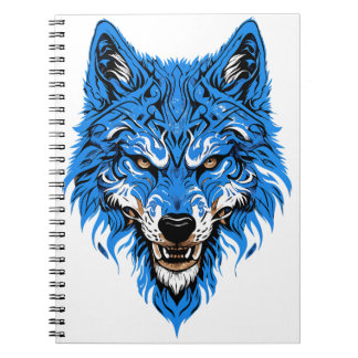 Wolf blue and white  design notebook