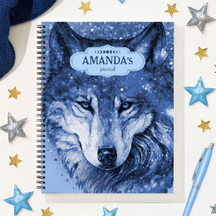 Wolf Blue Celestial Cosmic Stars Social Anxiety Notebook