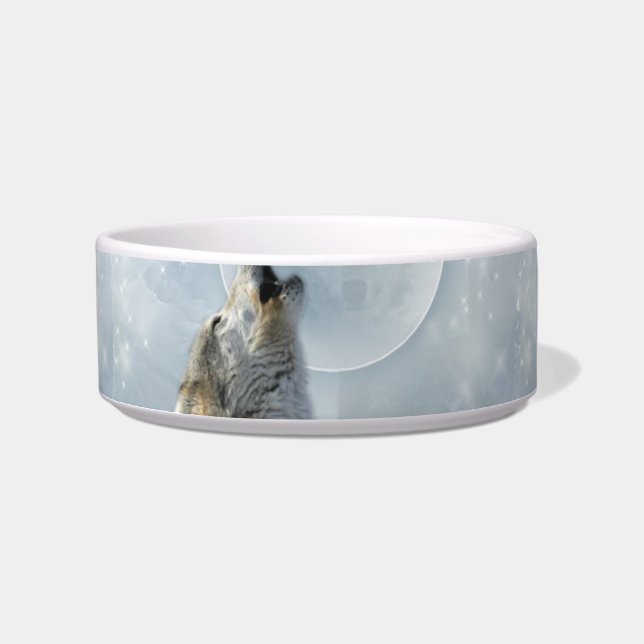 Wolf Blue Moon Pet Bowls (2) sizes (Front)