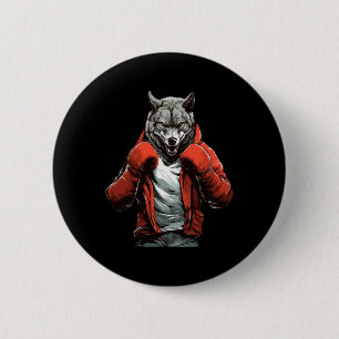 Wolf Boxer Boxing Mixed Martial Arts Kickboxing 2 Inch Round Button