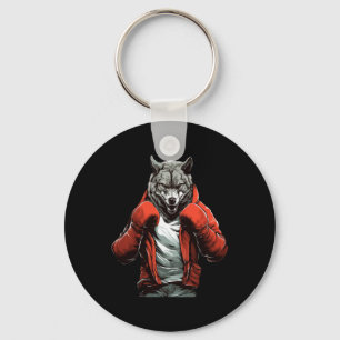 Wolf Boxer Boxing Mixed Martial Arts Kickboxing  Keychain