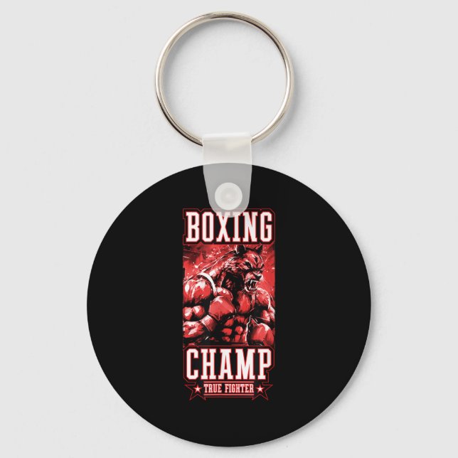 Wolf Boxing Champ _ Boxer Fighter Motivation  Keychain (Front)
