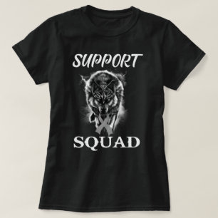 Wolf Brain Cancer Warrior Support Squad T-Shirt