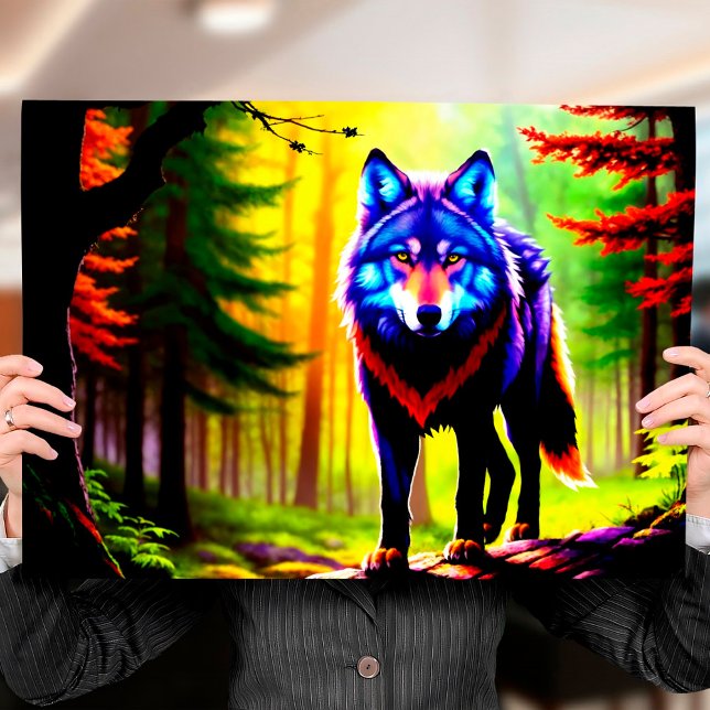 Wolf Bright Forest Animal Neon Dawn Wild  Poster (Creator Uploaded)