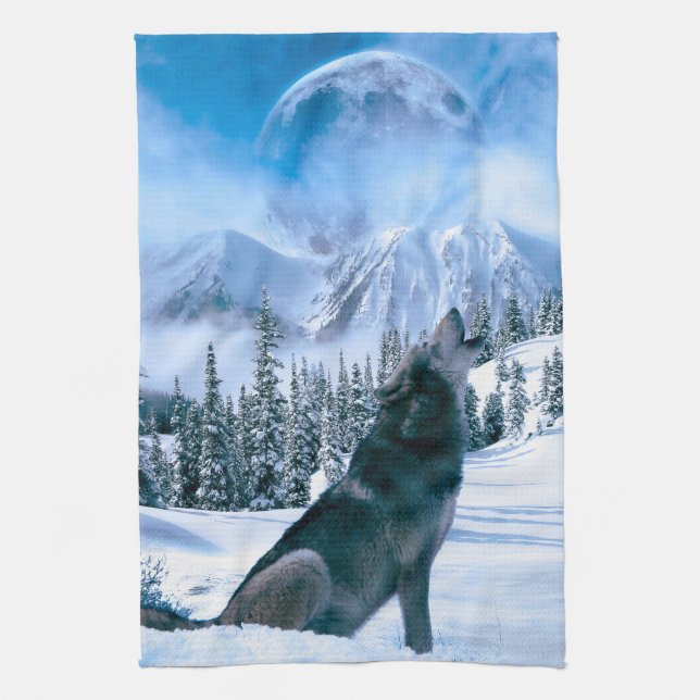 Wolf Call Kitchen Towel (Vertical)