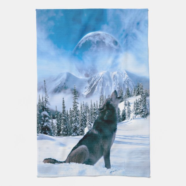 Wolf Call Kitchen Towel (Vertical)