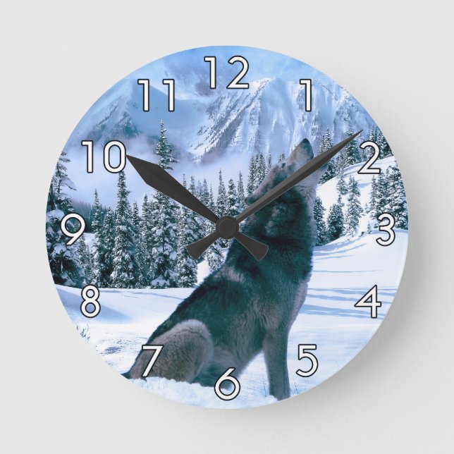 Wolf Call Round Clock (Front)