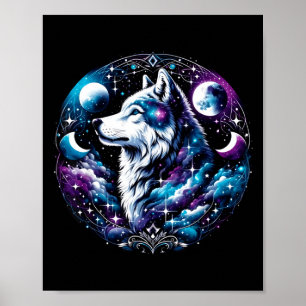 Wolf Celestial Dream Night Howling Moon Funny Wolv Poster