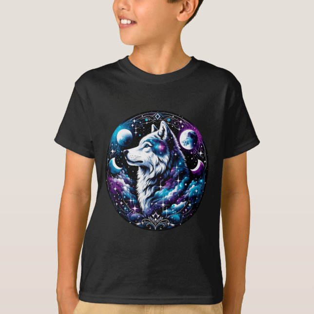 Wolf Celestial Dream Night Howling Moon Funny Wolv T-Shirt (Front)
