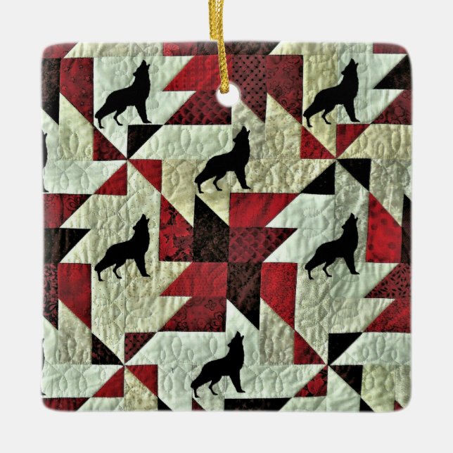 Wolf Ceramic Ornament (Front)