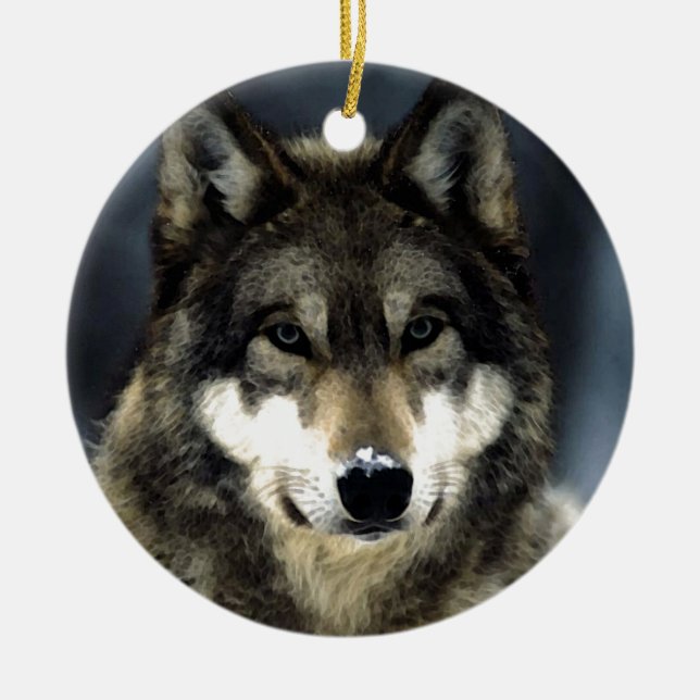 Wolf Ceramic Ornament (Front)