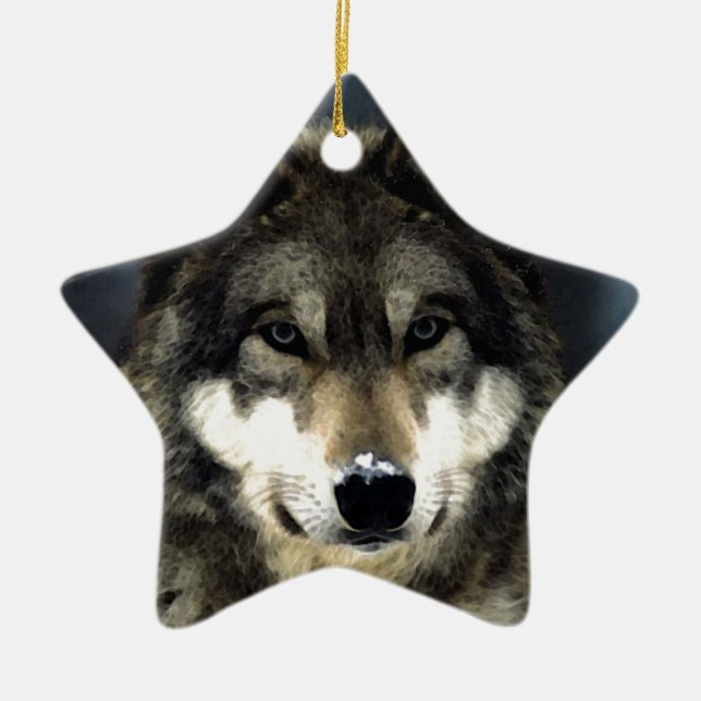 Wolf Ceramic Ornament (Front)