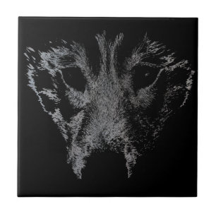 Wolf Ceramic Tile Husky Pup Sled Dog Decor