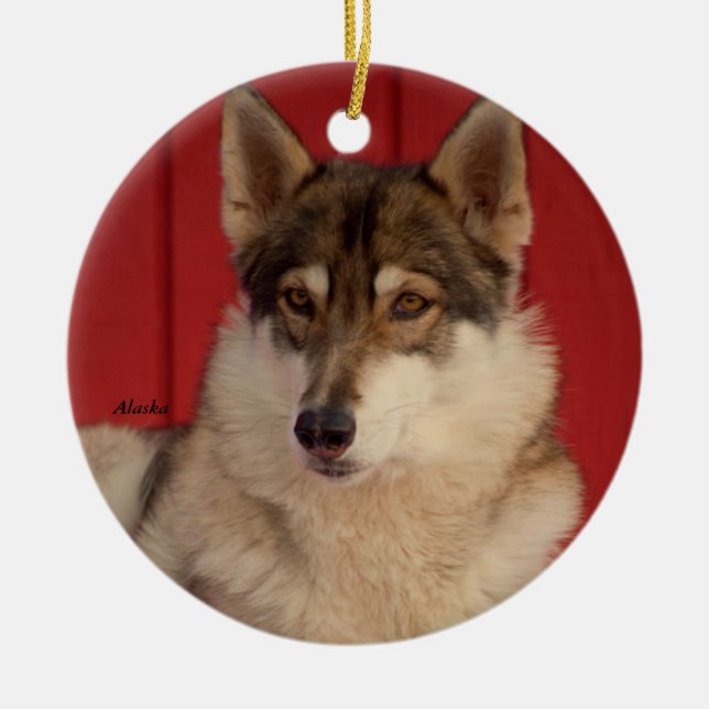 Wolf Ceramic Tree Ornament (Front)