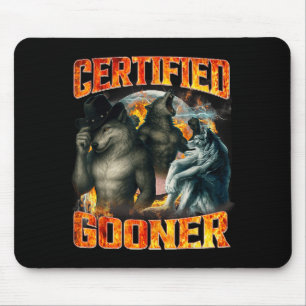 Wolf Certified Gooner Funny Bootleg Meme Dad Papa  Mouse Pad