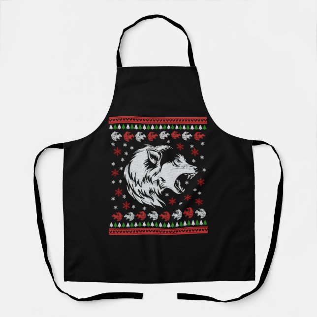 Wolf Christmas  Apron (Front)