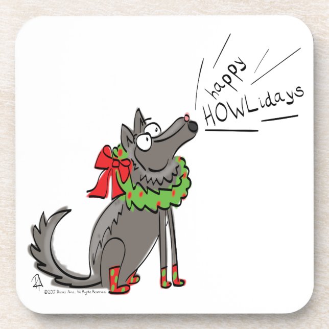 Wolf Christmas Funny Cute Kids Coaster (Front)