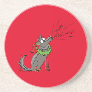Wolf Christmas Funny Cute Kids Coaster