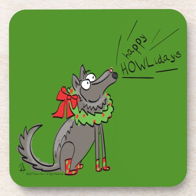 Wolf Christmas Funny Cute Kids Coaster (Front)