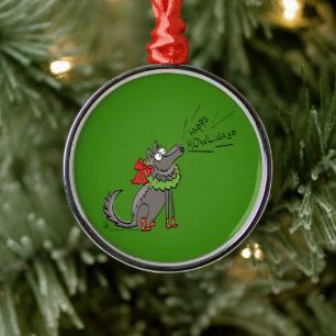 Wolf Christmas Funny Cute Kids Metal Ornament