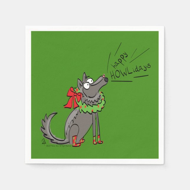 Wolf Christmas Funny Cute Kids Napkin (Front)